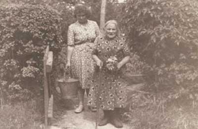 old sepia image of two female residents